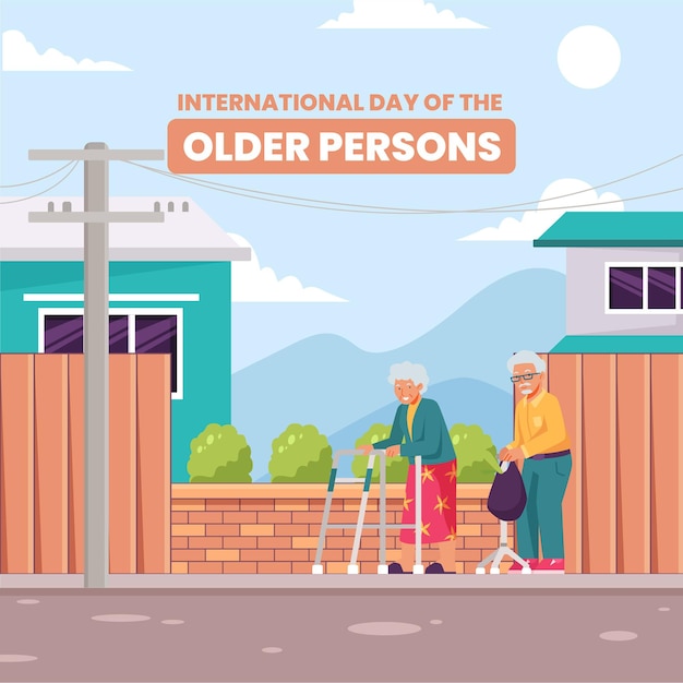 Kolorowy Międzynarodowy Dzień Ilustracji Osób Starszych