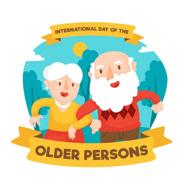 Bezpłatny wektor kolorowy międzynarodowy dzień osób starszych