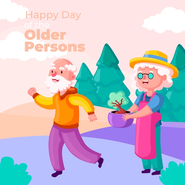 Kolorowy międzynarodowy dzień tła osób starszych