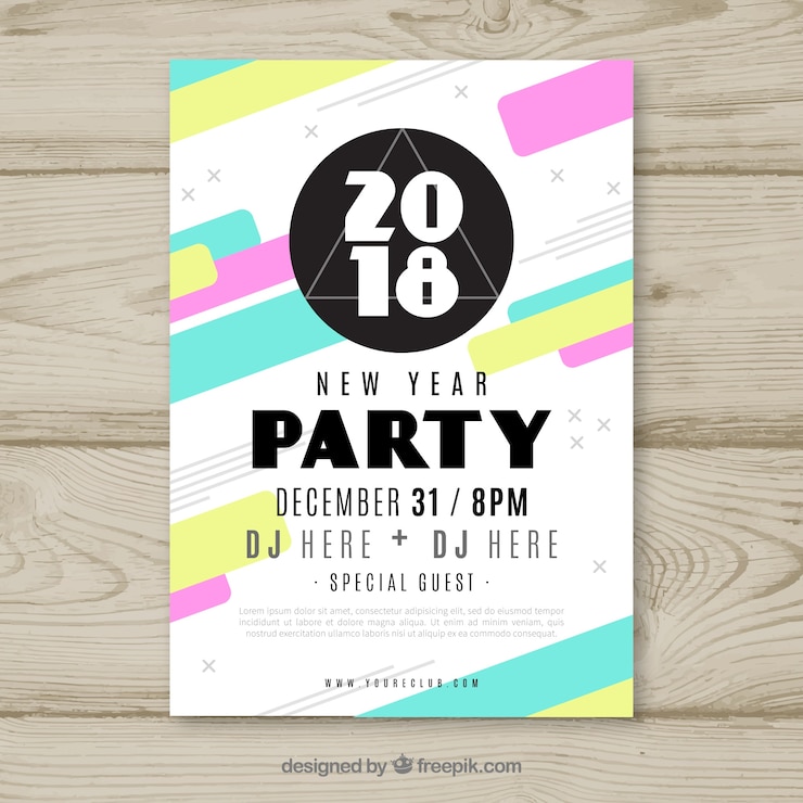 Bezpłatny plik Wektor kolorowy nowy rok party plakat
