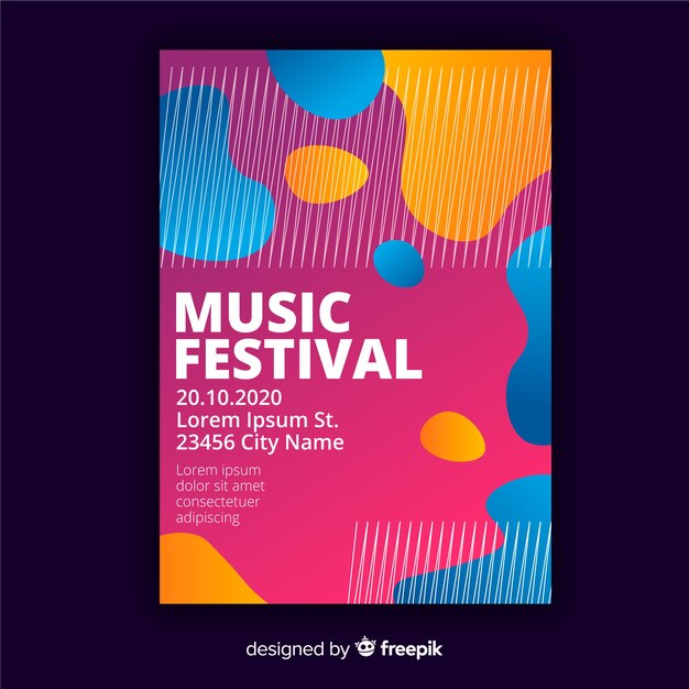 Kolorowy plakat festiwalu muzyki szablon