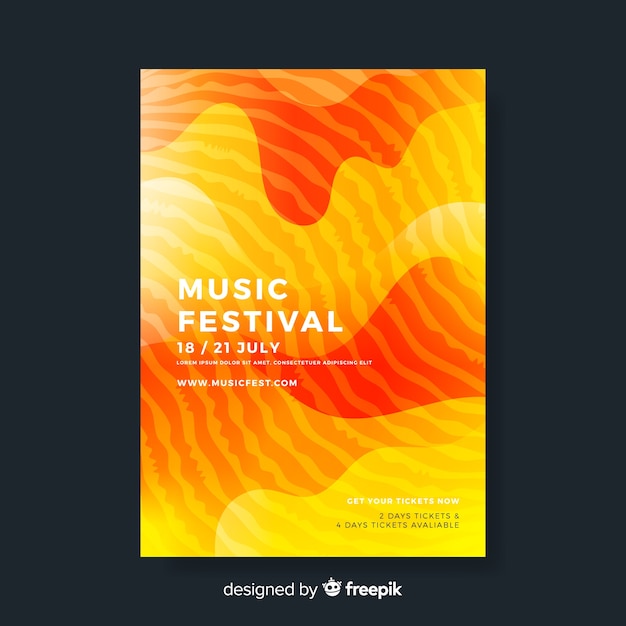 Kolorowy Plakat Festiwalu Streszczenie Szablon Muzyki