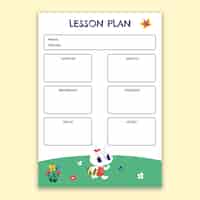 Bezpłatny wektor kolorowy plan lekcji dla dzieci w wieku przedszkolnym