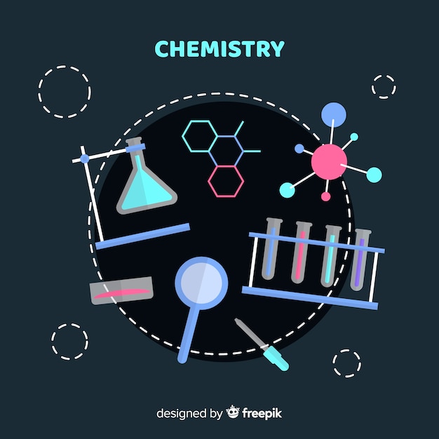 Bezpłatny wektor kolorowy płaski chemii tło