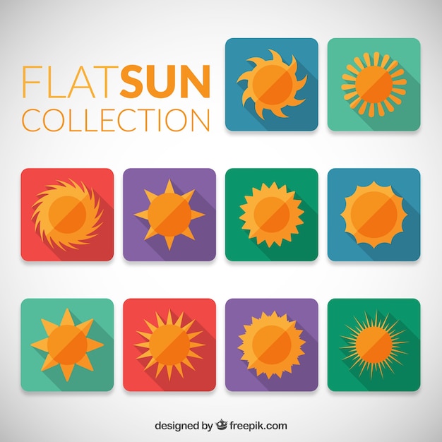 Bezpłatny wektor kolorowy płaski słońca kolekcji