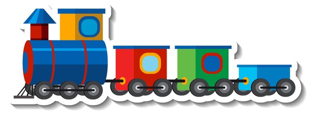Kolorowy pociąg z zabawkami na białym tle