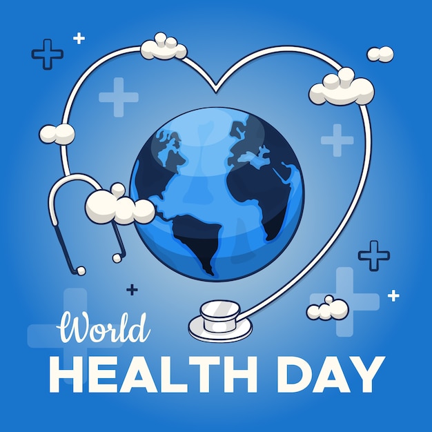 Bezpłatny wektor kolorowy rysunek światowego dnia zdrowia