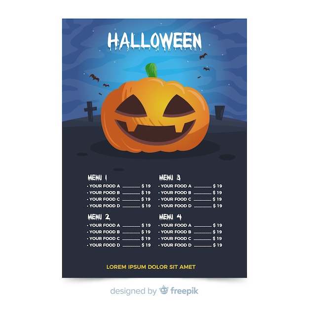 Kolorowy Szablon Menu Halloween Z Płaska Konstrukcja