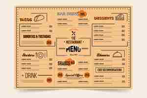 Bezpłatny wektor kolorowy szablon menu restauracji