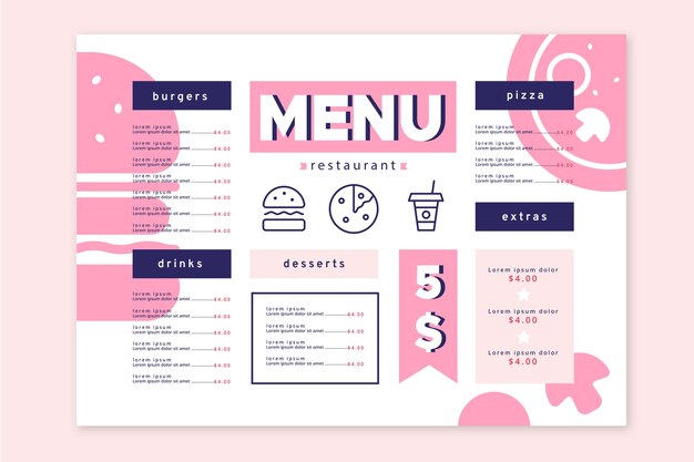 Kolorowy szablon menu restauracji