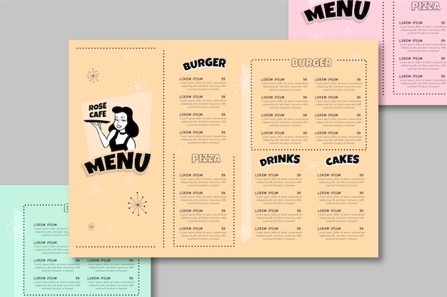 Bezpłatny wektor kolorowy szablon menu restauracji