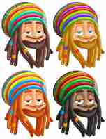 Bezpłatny wektor kolorowy zestaw ilustracji rasta characters