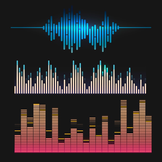 Bezpłatny wektor kolorowy zestaw korektor dźwięku fali wektor zestaw