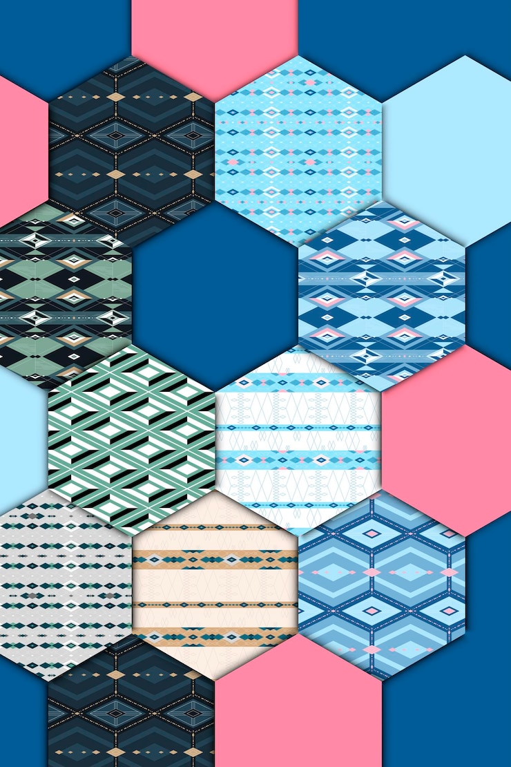Bezpłatny plik Wektor kolorowy zestaw patchwork bez szwu wzorzyste geometryczne