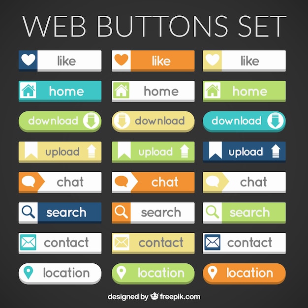 Bezpłatny wektor kolory kolekcji sieci web przycisków
