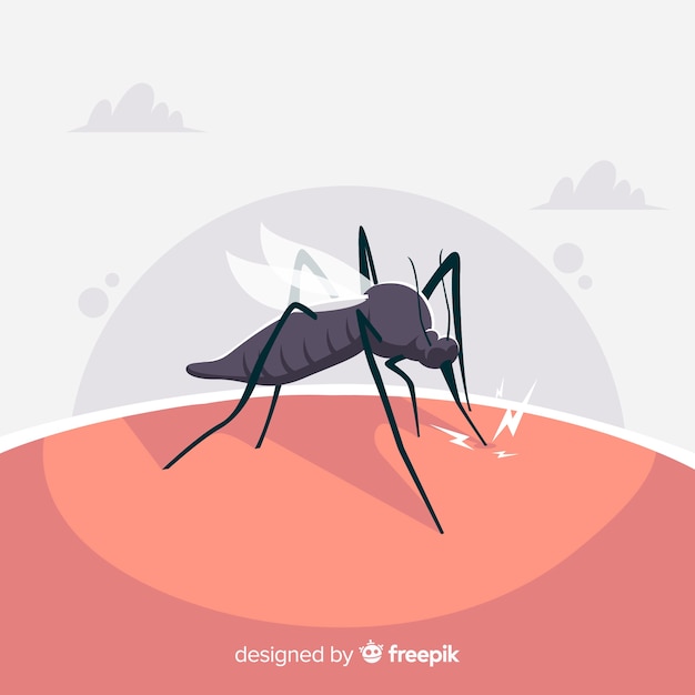 Bezpłatny wektor komar gryzący człowieka o płaskiej konstrukcji
