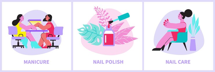 Bezpłatny plik Wektor kompozycje do manicure utrzymane w płaskiej stylistyce