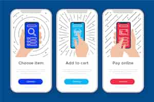 Bezpłatny wektor koncepcja aplikacji onboarding do zakupu
