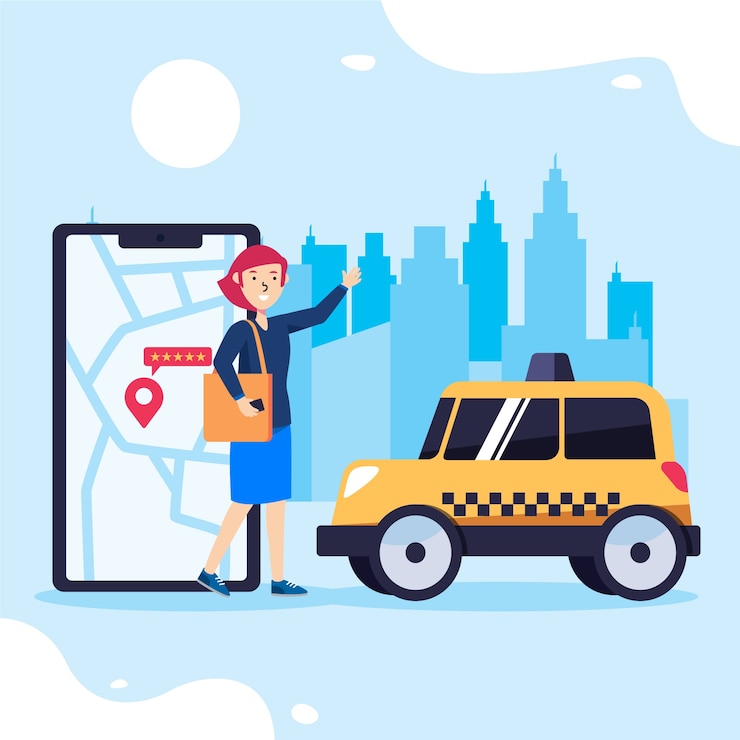 Bezpłatny plik Wektor koncepcja aplikacji taxi