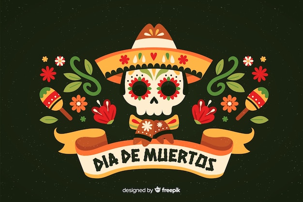 Koncepcja Día De Muertos Z Płaskim Tle