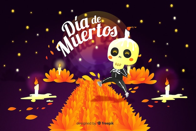 Koncepcja Dia de muertos z ręcznie rysowane tła