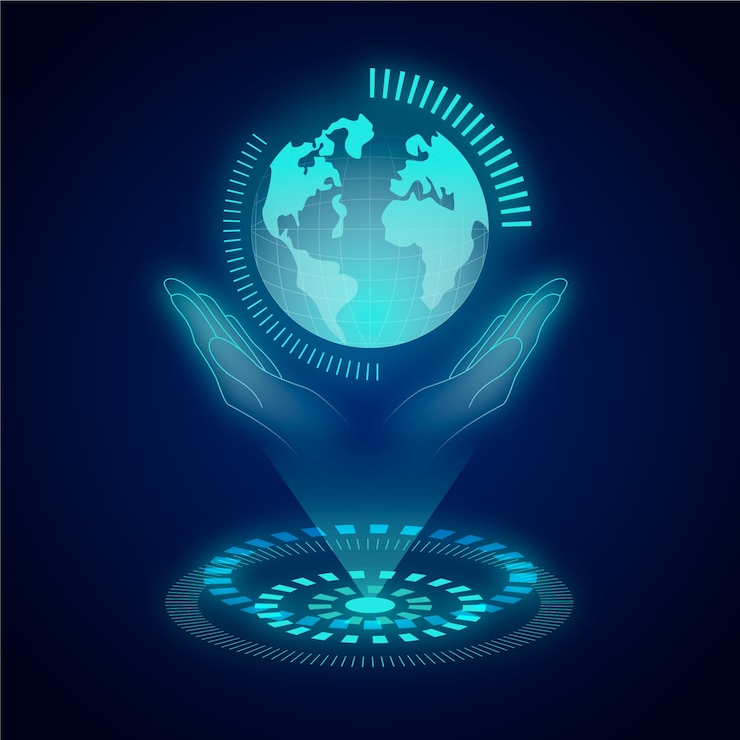 Bezpłatny plik Wektor koncepcja ekologii technologicznej z hologramem