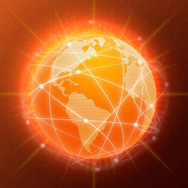 Koncepcja globu sieci pomarańczowy
