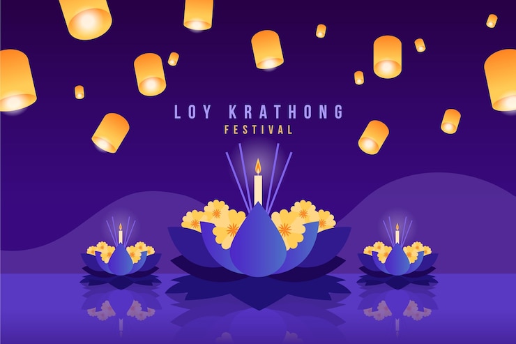 Bezpłatny plik Wektor koncepcja gradientu loy krathong