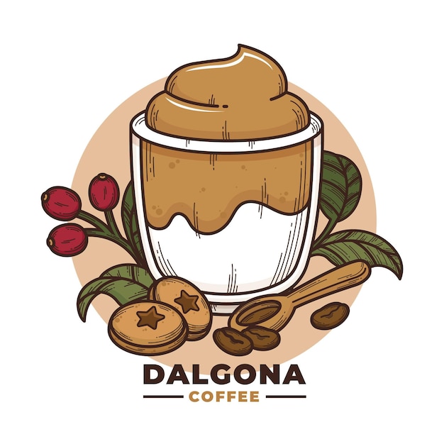 Koncepcja ilustracja kawa Dalgona