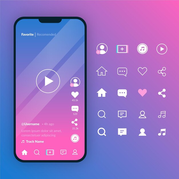 Koncepcja interfejsu Tiktok