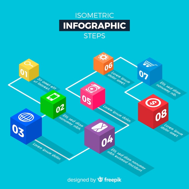 Koncepcja Izometryczny Infographic Kroki