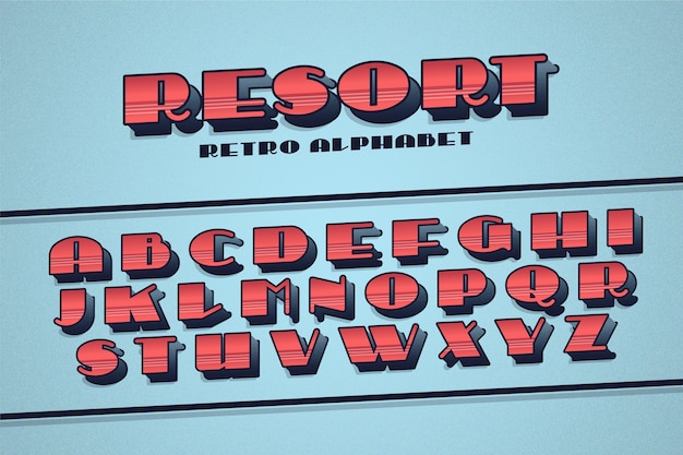 Bezpłatny wektor koncepcja kolekcji retro alfabet 3d