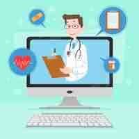 Bezpłatny wektor koncepcja lekarza online