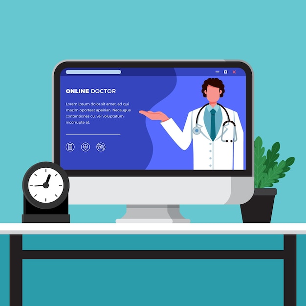 Bezpłatny wektor koncepcja lekarza online