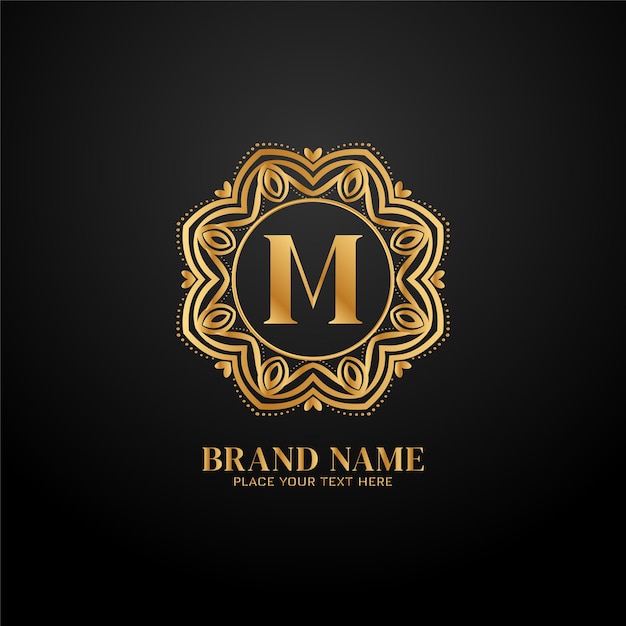 Bezpłatny wektor koncepcja logo luksusowej marki litera m.