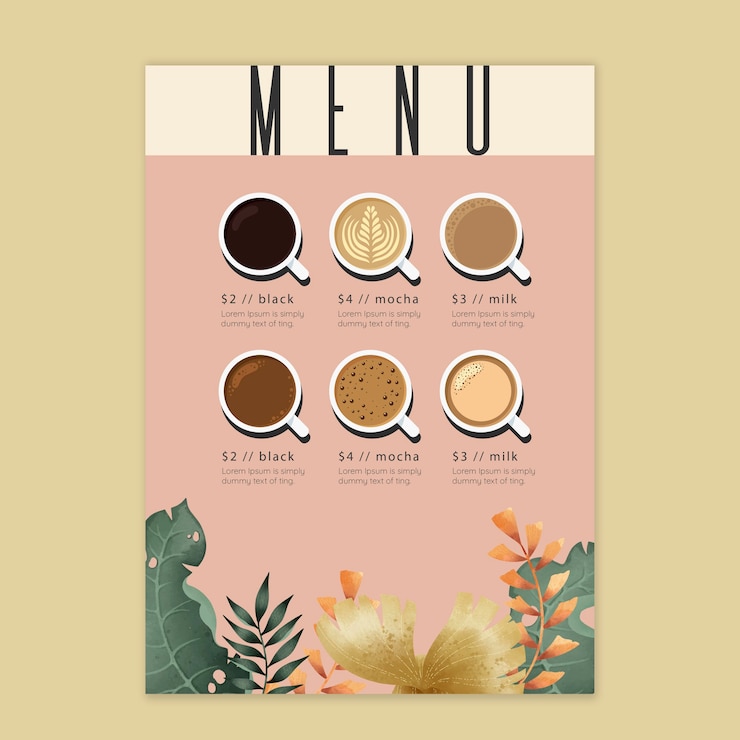 Bezpłatny plik Wektor koncepcja menu kawy