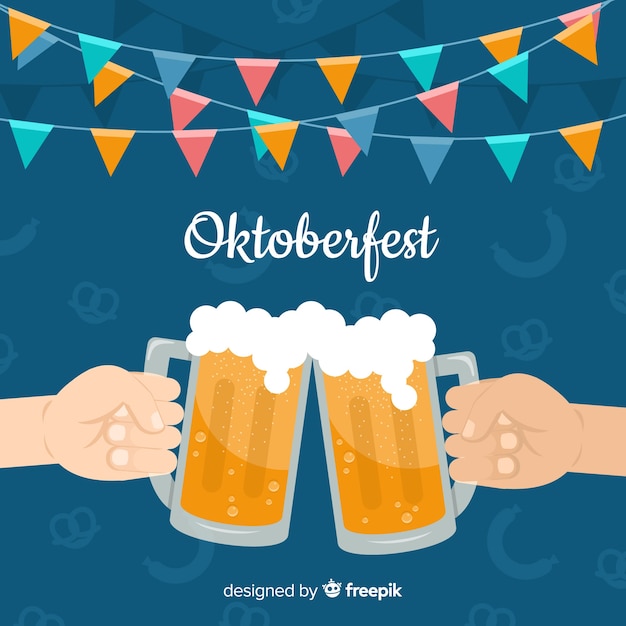 Bezpłatny wektor koncepcja oktoberfest z płaskim tle