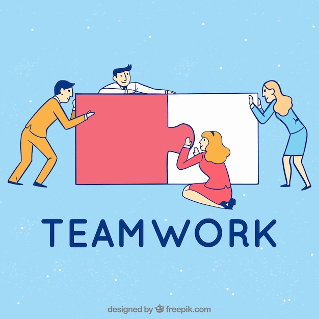 Bezpłatny wektor koncepcja pracy zespołowej z puzzlami
