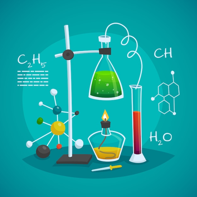 Bezpłatny wektor koncepcja projektowania laboratorium chemicznego workspace