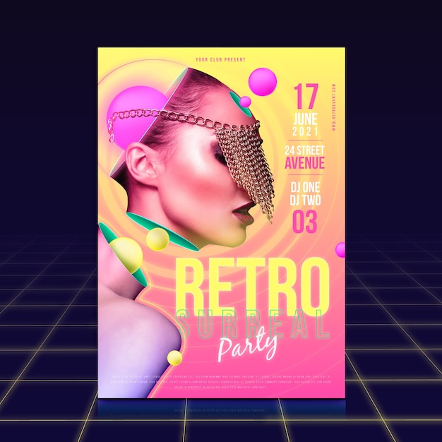 Koncepcja Szablon Plakat Retro Party