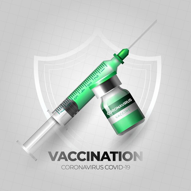 Koncepcja tło szczepienia koronawirusa ze strzykawki