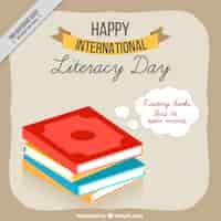 Bezpłatny wektor kontekst międzynarodowy dzień alfabetyzacji z książkami w płaskiej konstrukcji