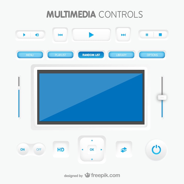 Bezpłatny wektor kontroluje interfejs multimedialny