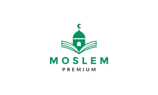 Koran Z Kopułą Meczetu Logo Symbol Wektor Ikona Ilustracja Projekt Graficzny Premium Wektorów