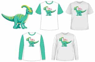 Bezpłatny wektor koszula z postacią z kreskówki dinozaura