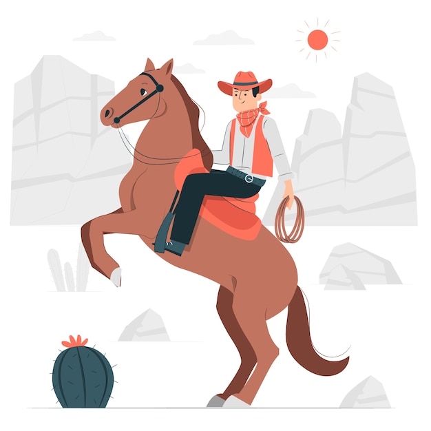 Bezpłatny wektor kowboj na ilustracji koncepcji konia