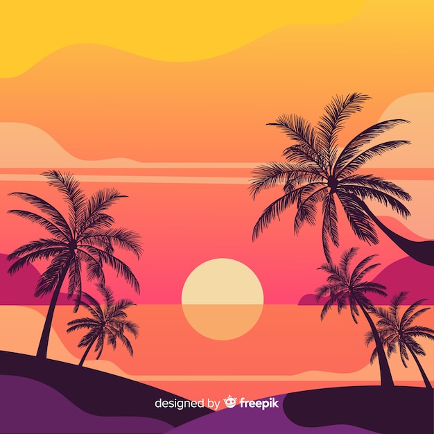 Bezpłatny wektor krajobraz zachód słońca plaży gradientu
