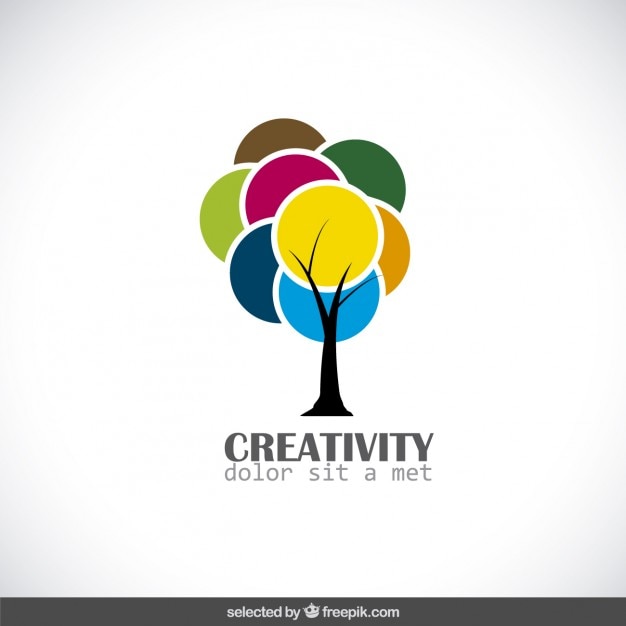 Bezpłatny wektor kreatywność logo kolorowe drzewa