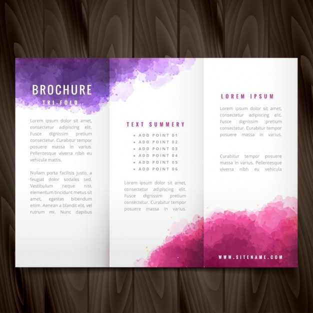 Bezpłatny wektor kreatywny broszura trifold wykonane z kolorowym atramentem