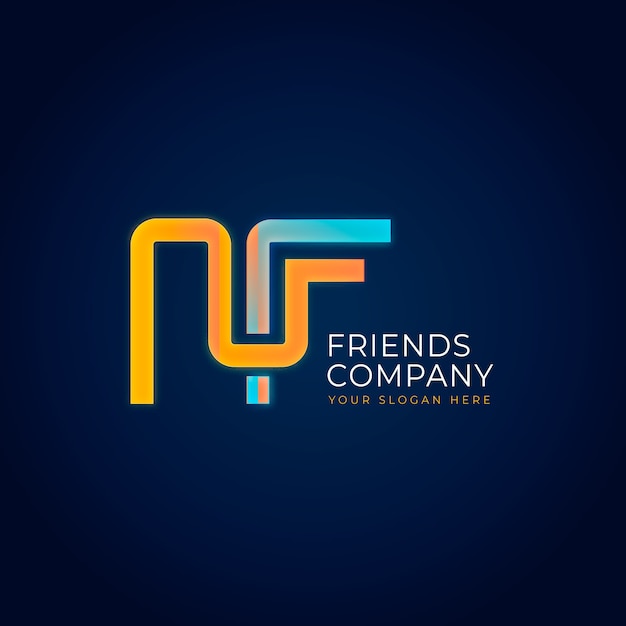 Bezpłatny wektor kreatywny profesjonalny szablon logo fn